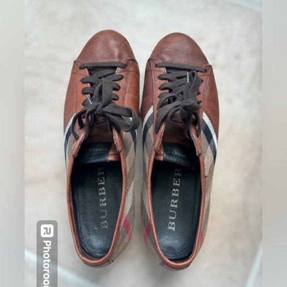 BURBERRY Authentic vintage check print low-top leather sneakers sz EU 42 - Picture 9 of 11